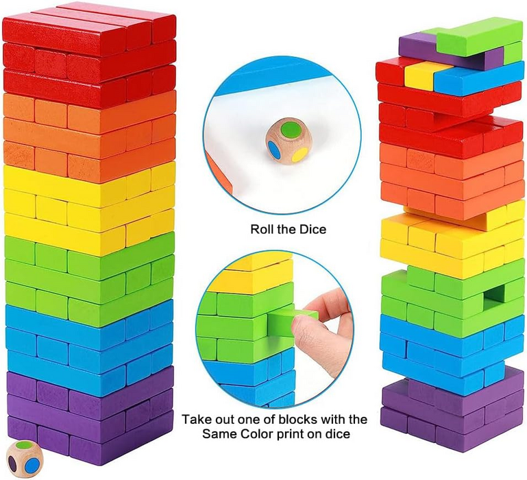 Jenga Tower Challenge Wooden Colored Blocks Toy 48 pcs  for sale in Egypt from Games2Egypt