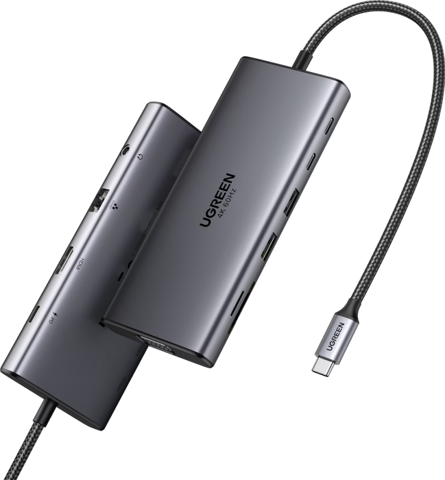 UGREEN USB Hub Type-C 11 in 1 Dongle With 4K HDMI & VGA Grey	  for sale in Egypt from Games2Egypt