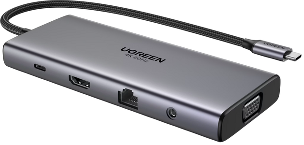 UGREEN USB Hub Type-C 11 in 1 Dongle With 4K HDMI & VGA Grey	  for sale in Egypt from Games2Egypt