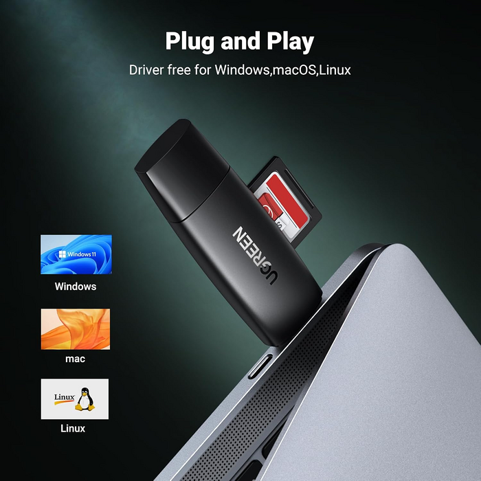 يوجرين CM304 قارئ بطاقات 2-في-1 USB 3.0 وUSB-C لبطاقتي SD/TF  للبيع في مصر من خلال Games2Egypt