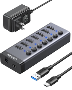 يوجرين USB-C إلى هاب 7 منافذ USB-A 3.0 مزوّد طاقة (12V)  للبيع في مصر من خلال Games2Egypt