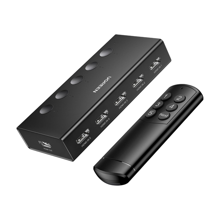 UGREEN CM568 HDMI Switch 5 in 1 Out 4K 60Hz with Remote - Black  for sale in Egypt from Games2Egypt