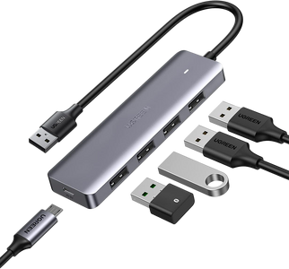 UGREEN CM219 4-USB 3.0 Hub with Micro USB Power Supply - Grey  for sale in Egypt from Games2Egypt