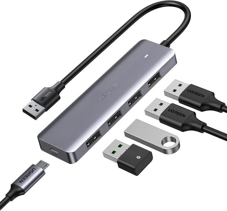 UGREEN CM219 4-USB 3.0 Hub with Micro USB Power Supply - Grey  for sale in Egypt from Games2Egypt