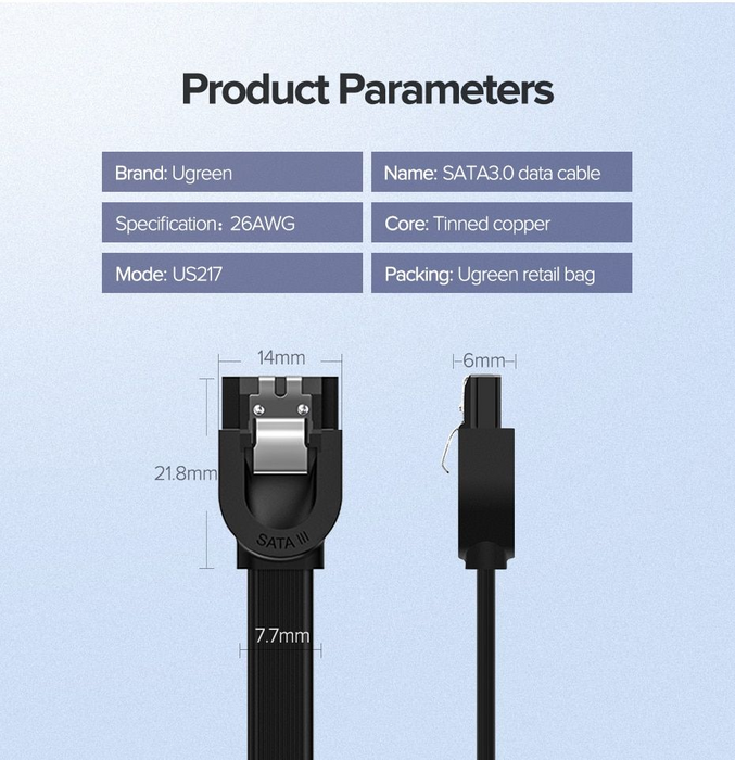 UGREEN US217 Angled SATA 3 Data Cable - 0.5m - Black   for sale in Egypt from Games2Egypt