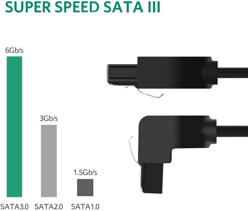 UGREEN US217 Angled SATA 3 Data Cable - 0.5m - Black   for sale in Egypt from Games2Egypt