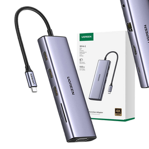 يوجرين CM498 موزّع USB-C عشرة-في-واحد مع 4K HDMI وVGA – رمادي  للبيع في مصر من خلال Games2Egypt