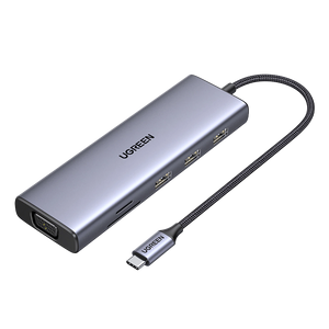 UGREEN CM498 9 in 1 Hub USB-C Dongle With 4K HDMI & VGA - Grey  for sale in Egypt from Games2Egypt