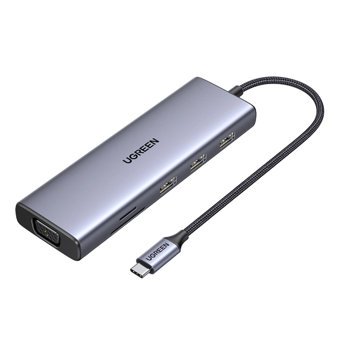 UGREEN CM498 9 in 1 Hub USB-C Dongle With 4K HDMI & VGA - Grey  for sale in Egypt from Games2Egypt