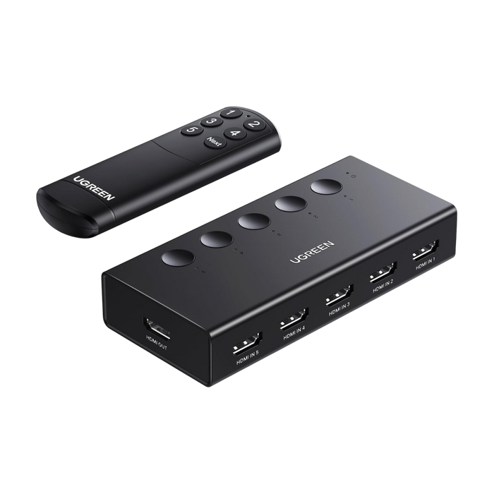 UGREEN CM568 HDMI Switch 5 in 1 Out 4K 60Hz with Remote - Black  for sale in Egypt from Games2Egypt
