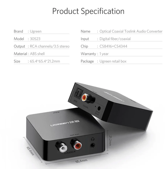 UGREEN Digital To Analog Audio Converter - Black  for sale in Egypt from Games2Egypt