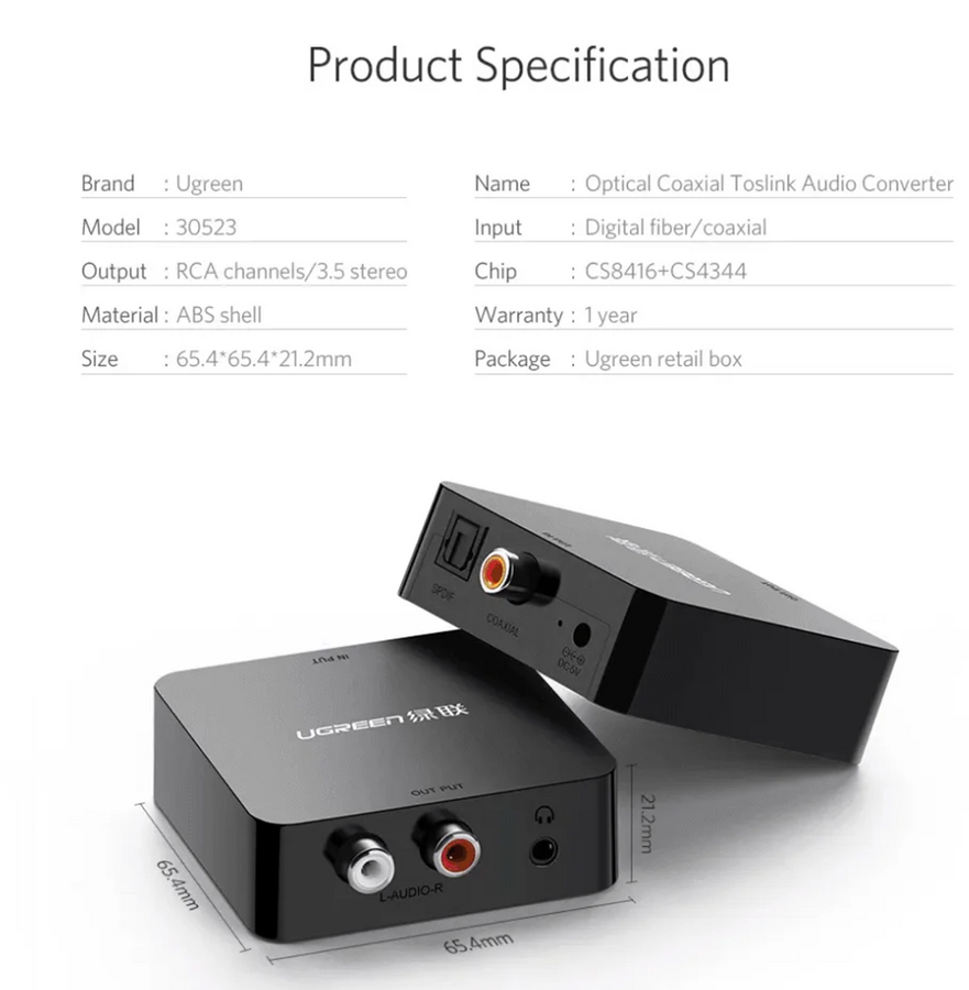 UGREEN Digital To Analog Audio Converter - Black – image 11