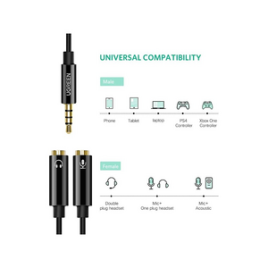 UGREEN AV141 3.5mm M to 2×3.5mm F Headphone Splitter – Black  for sale in Egypt from Games2Egypt