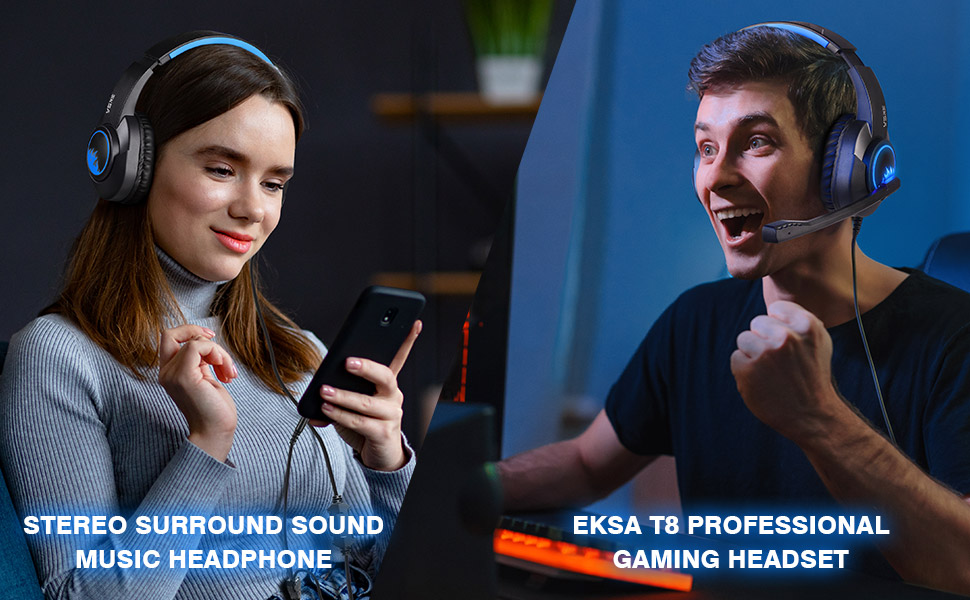 EKSA T8 Wired Gaming Headset - Blue  for sale in Egypt from Games2Egypt