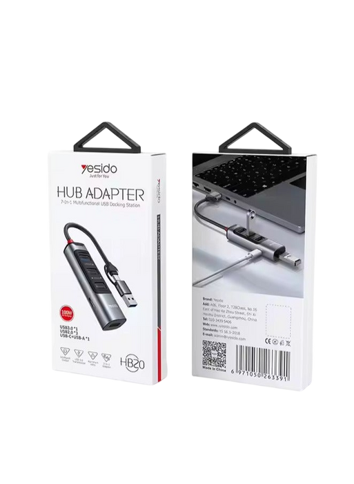 Yesido HB20 7 in 1 Hub Adapter USB Docking Station - 100W  for sale in Egypt from Games2Egypt
