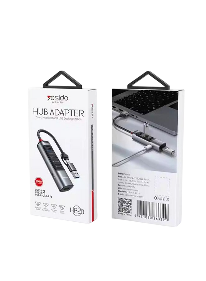 يسيدو Yesido HB20 هَب USB-C 7-في-1 دُوكينج ستيشن – 100W – صورة 2