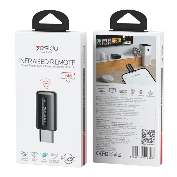 Yesido EC26C Infrared Universal Remote Control Type-C IR Adapter  for sale in Egypt from Games2Egypt