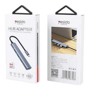 Yesido HB17 4 in 1 Aluminium Dock Type-C to 4-USB-A Hub Adapter  for sale in Egypt from Games2Egypt