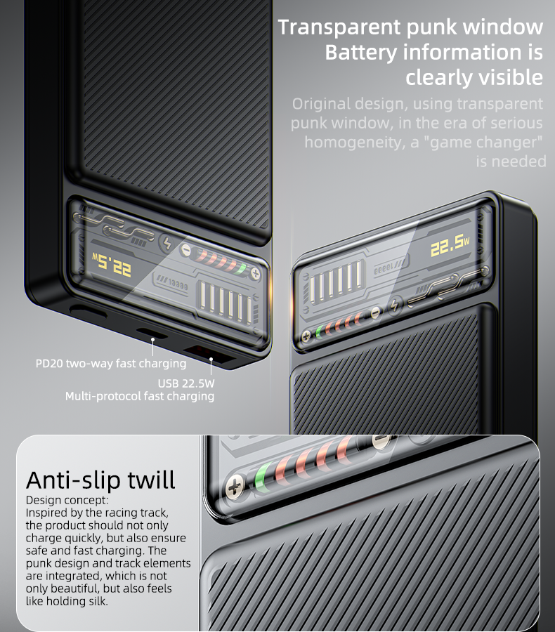 يسيدو YP53 باور بانك 10000mAh PD 20W و22.5W – أسود – صورة 5