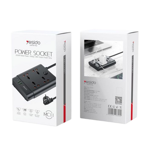 Yesido MC11 2 Meter 7 IN 1 Power Socket - Black  for sale in Egypt from Games2Egypt