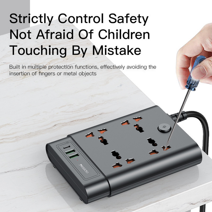 Yesido MC11 2 Meter 7 IN 1 Power Socket - Black  for sale in Egypt from Games2Egypt