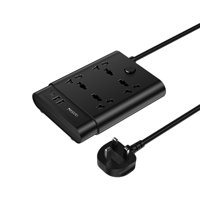 Yesido MC11 2 Meter 7 IN 1 Power Socket - Black  for sale in Egypt from Games2Egypt