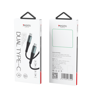 Yesido CA67 PD 60W Fast Charging Type-C to Type-C Braided - 2M  for sale in Egypt from Games2Egypt