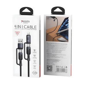 Yesido CA200 60W 4 in 1 Braided Charging Data Cable - 1.2M  for sale in Egypt from Games2Egypt