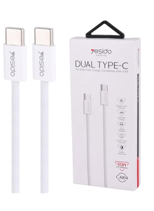 Yesido CA164 Fast Charging Type-C to Type-C Cable, PD 60W - 2M  for sale in Egypt from Games2Egypt