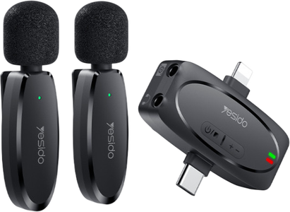 Yesido KR15 Dual Low-latency Wireless Lavalier Microphone 3 in 1 Receiver -  for sale in Egypt from Games2Egypt