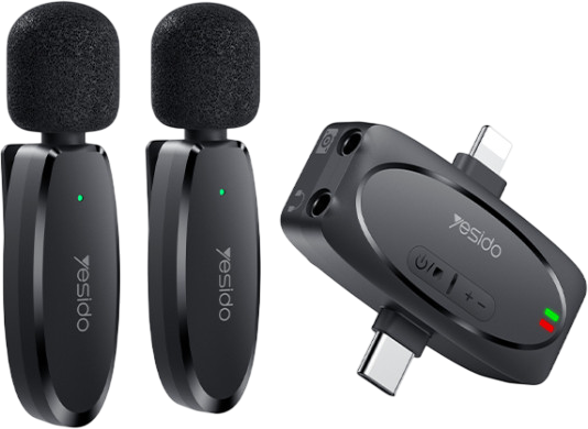 Yesido KR15 Dual Low-latency Wireless Lavalier Microphone 3 in 1 Receiver  for sale in Egypt from Games2Egypt