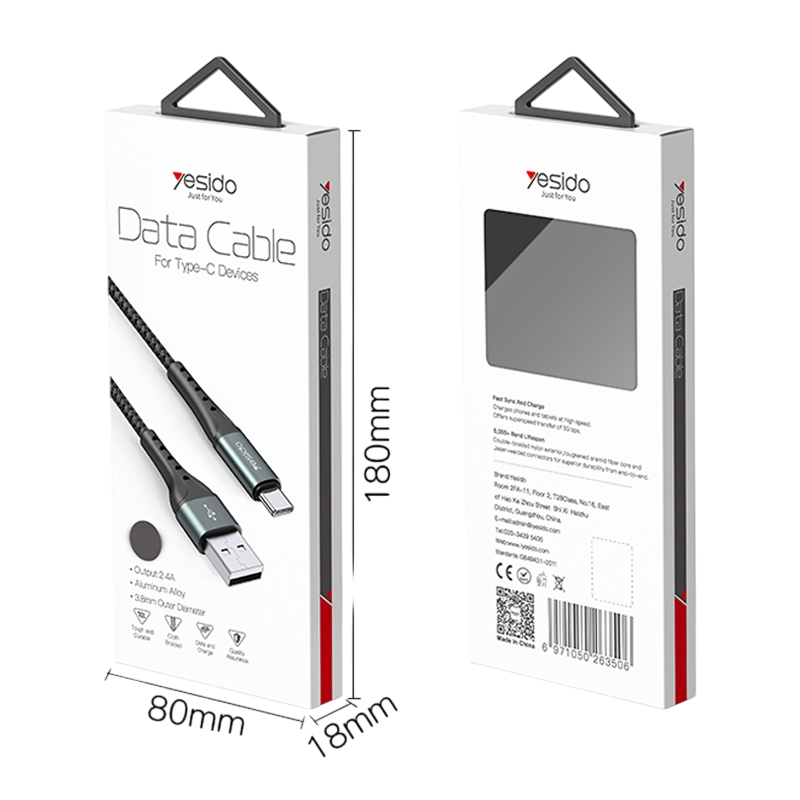 Yesido CA62 Aluminum Aloy USB to Type-C Braided Data Cable - 1.2M – image 4