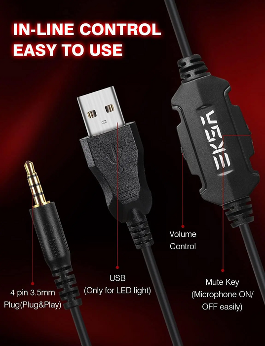 EKSA T8 Wired Gaming Headset - Red  for sale in Egypt from Games2Egypt
