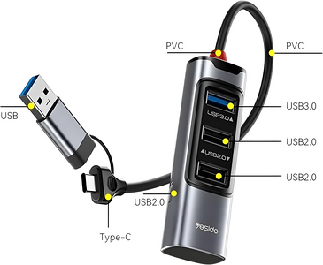 Yesido HB19 6 in 1 Hub Adapter USB Docking Station   for sale in Egypt from Games2Egypt
