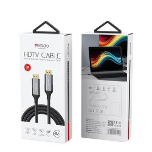 Yesido HM11 Braided HDMI 2.1 8K UHD - 1.8M - Black  for sale in Egypt from Games2Egypt