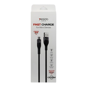 Yesido CA121M Micro to USB-A Braided Cable 2A - 1M - Black  for sale in Egypt from Games2Egypt