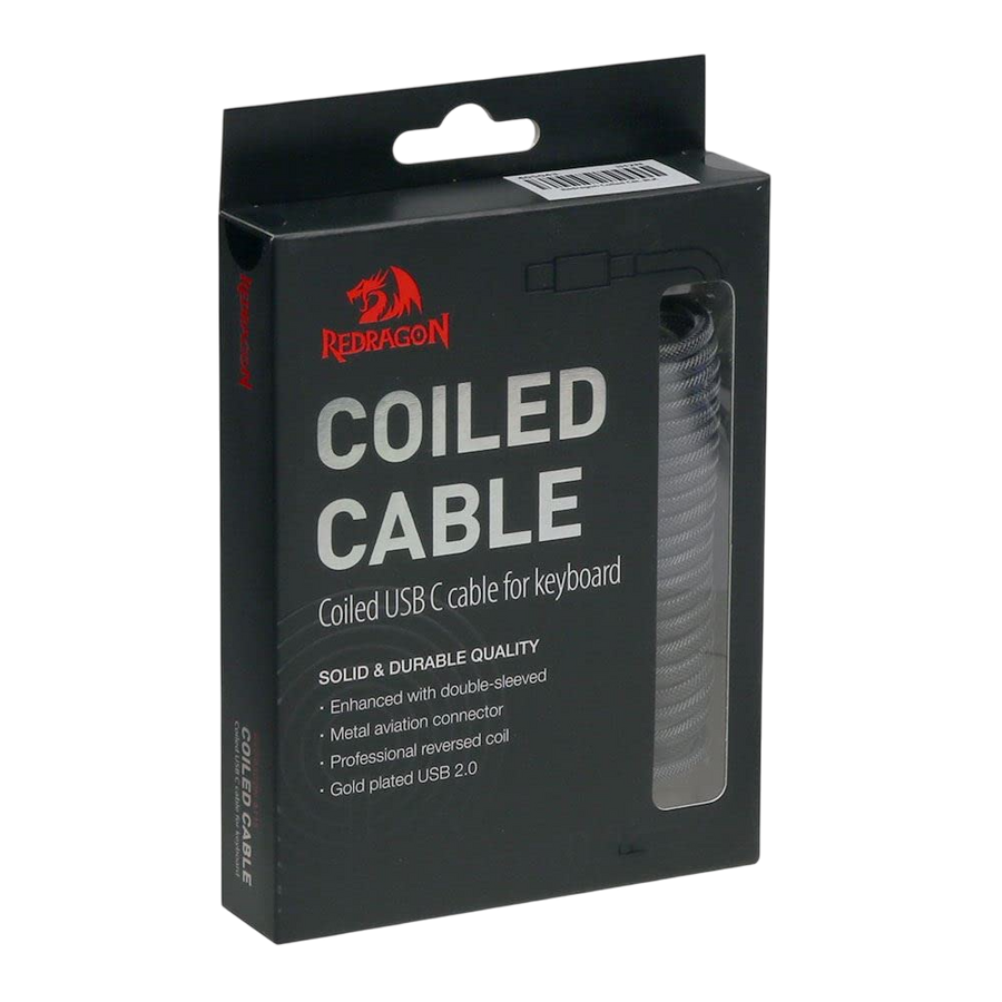 Redragon A115B Type C USB Coiled Spring Cable - 1.6M - Black – image 2