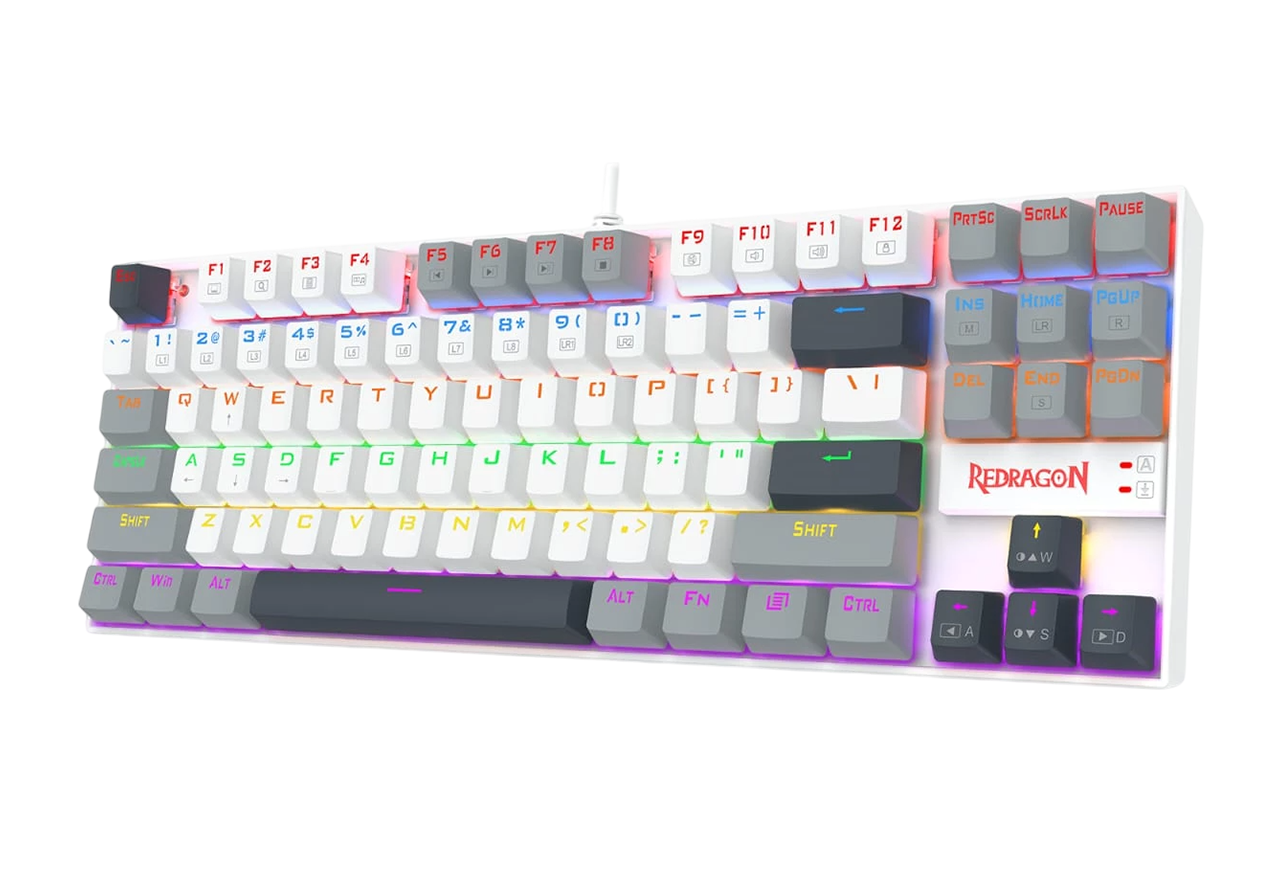 Redragon K552-WGL KUMARA Rainbow Wired Mechanical Gaming Keyboard - Red Switch - White/Gray – image 4