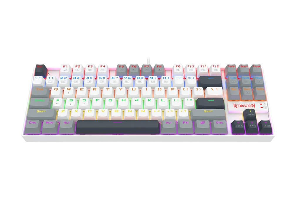 Redragon K552-WGL KUMARA Rainbow Wired Mechanical Gaming Keyboard - Red Switch - White/Gray  for sale in Egypt from Games2Egypt