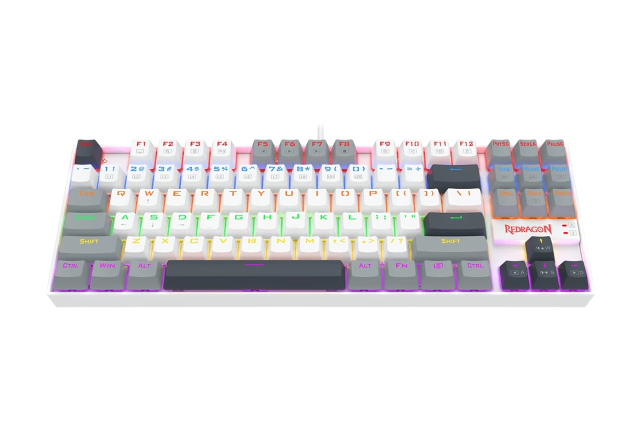 Redragon K552-WGL KUMARA Rainbow Wired Mechanical Gaming Keyboard - Red Switch - White/Gray – image 3