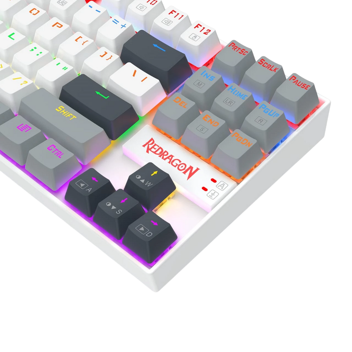 Redragon K552-WGL KUMARA Rainbow Wired Mechanical Gaming Keyboard - Red Switch - White/Gray  for sale in Egypt from Games2Egypt