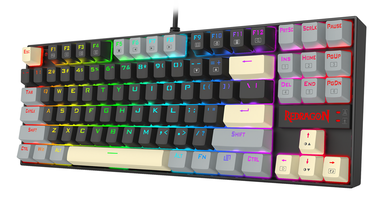 Redragon K552-LGY KUMARA Rainbow Wired Mechanical Gaming Keyboard - Red Switch - Black/Grey  for sale in Egypt from Games2Egypt