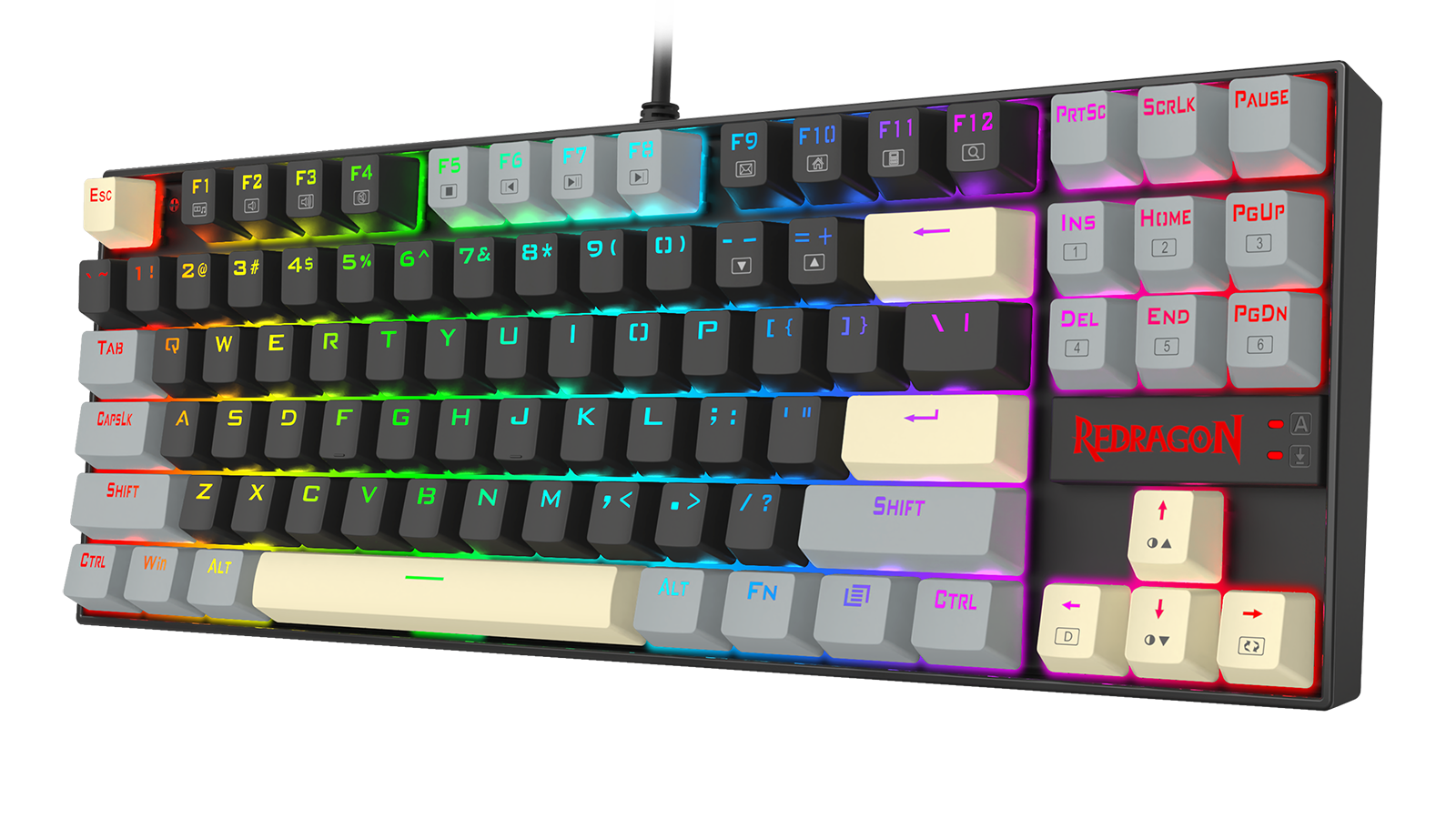Redragon K552-LGY KUMARA Rainbow Wired Mechanical Gaming Keyboard - Red Switch - Black/Grey – image 4