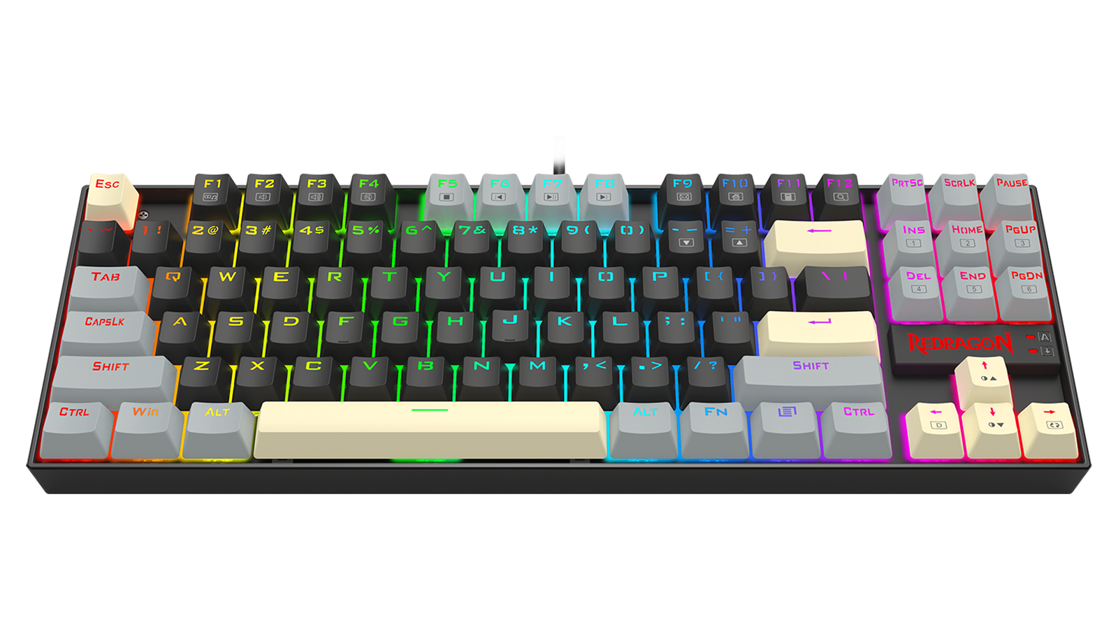Redragon K552-LGY KUMARA Rainbow Wired Mechanical Gaming Keyboard - Red Switch - Black/Grey – image 3