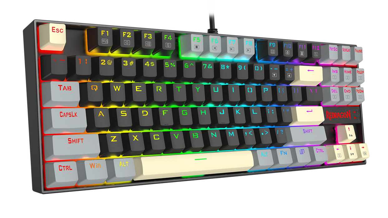 Redragon K552-LGY KUMARA Rainbow Wired Mechanical Gaming Keyboard - Red Switch - Black/Grey  for sale in Egypt from Games2Egypt