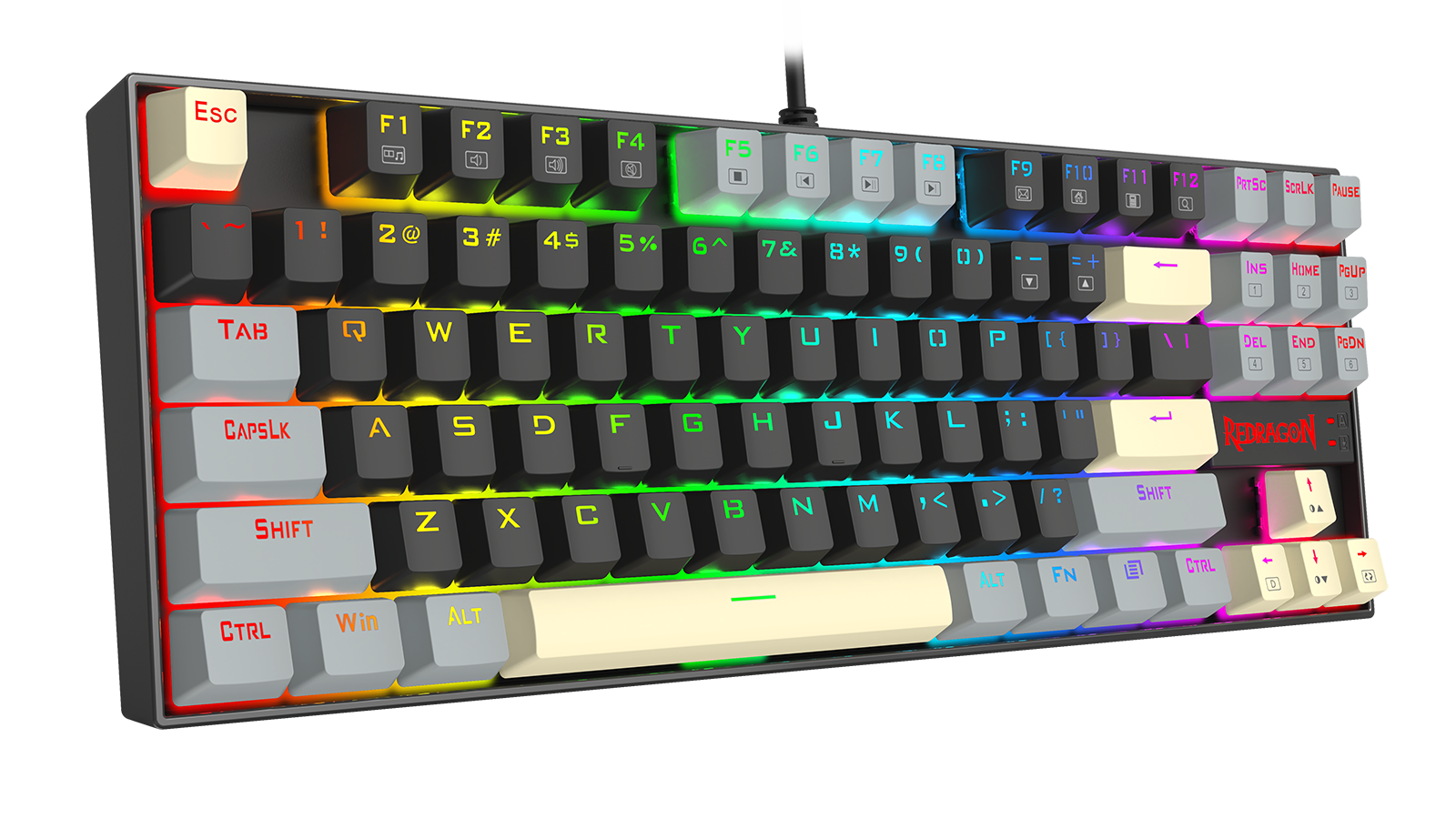 Redragon K552-LGY KUMARA Rainbow Wired Mechanical Gaming Keyboard - Red Switch - Black/Grey – image 2