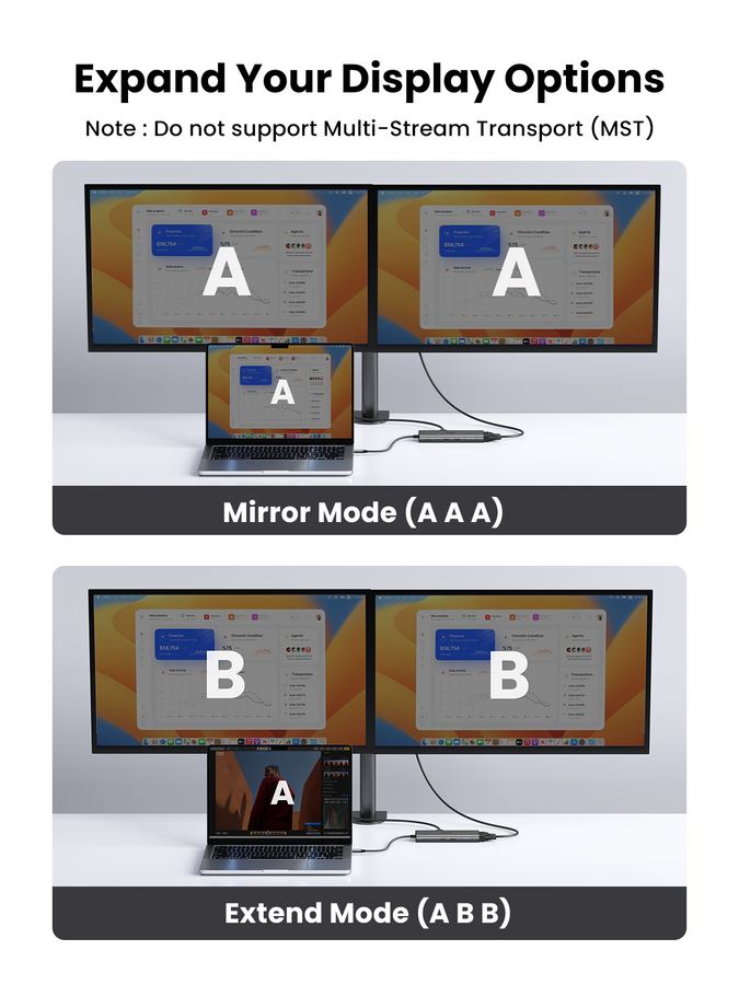 يوجرين تايب سي هاب 11-في-1 دونجل مع HDMI 4K وVGA – رمادي – صورة 4