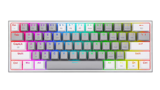 Redragon K616 Fizz Pro RGB 60% Wireless Gaming Mechanical Keyboard – Red Switches - White/Grey