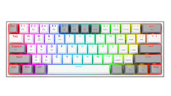 Redragon K616 Fizz Pro RGB 60% Wireless Gaming Mechanical Keyboard – Red Switches - Grey/White