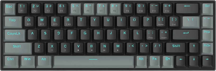 Redragon K662 Gwern Wireless Gaming Mechanical Keyboard - Red Switch - Black/Grey